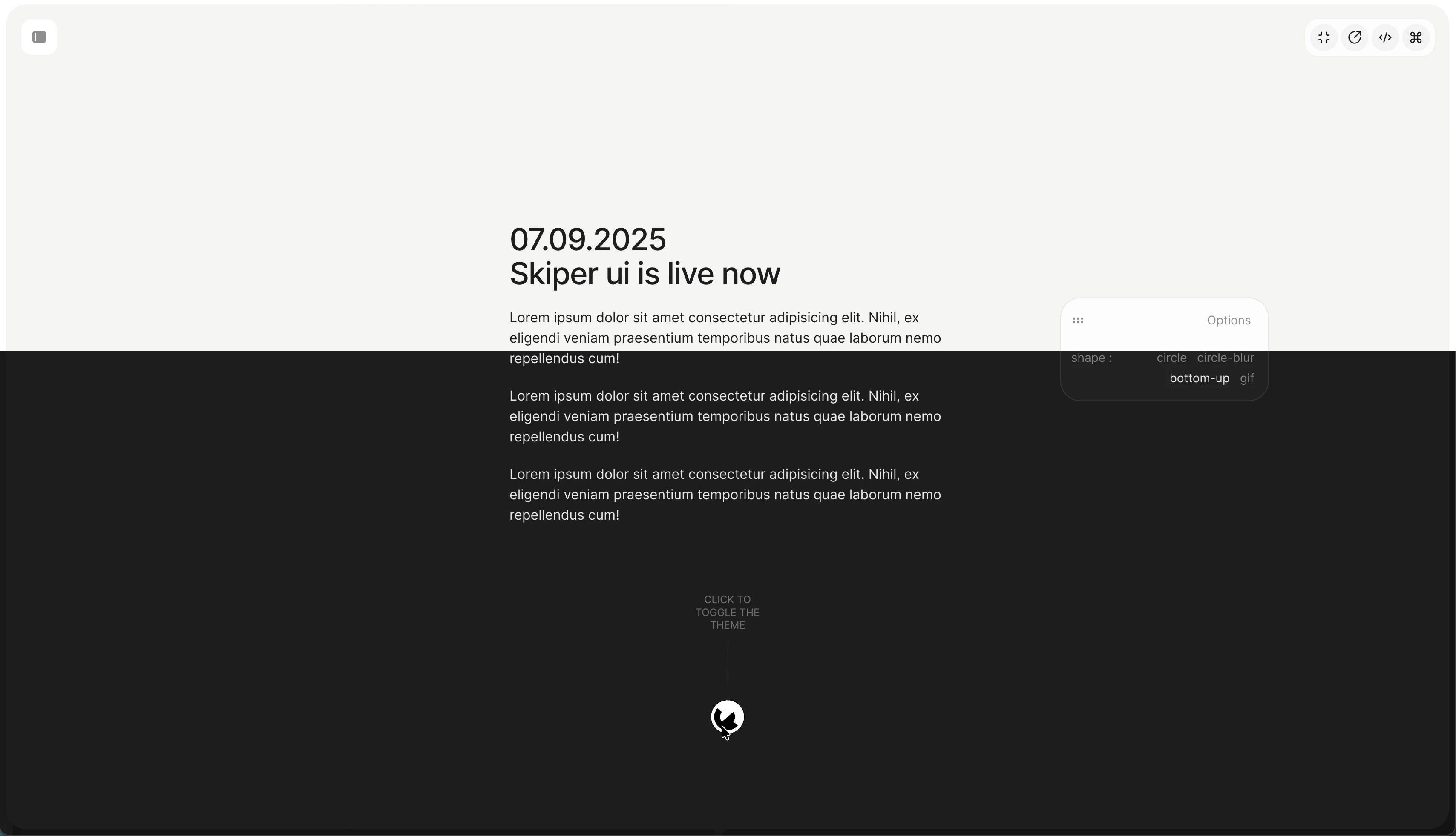 Theme toggle btn
